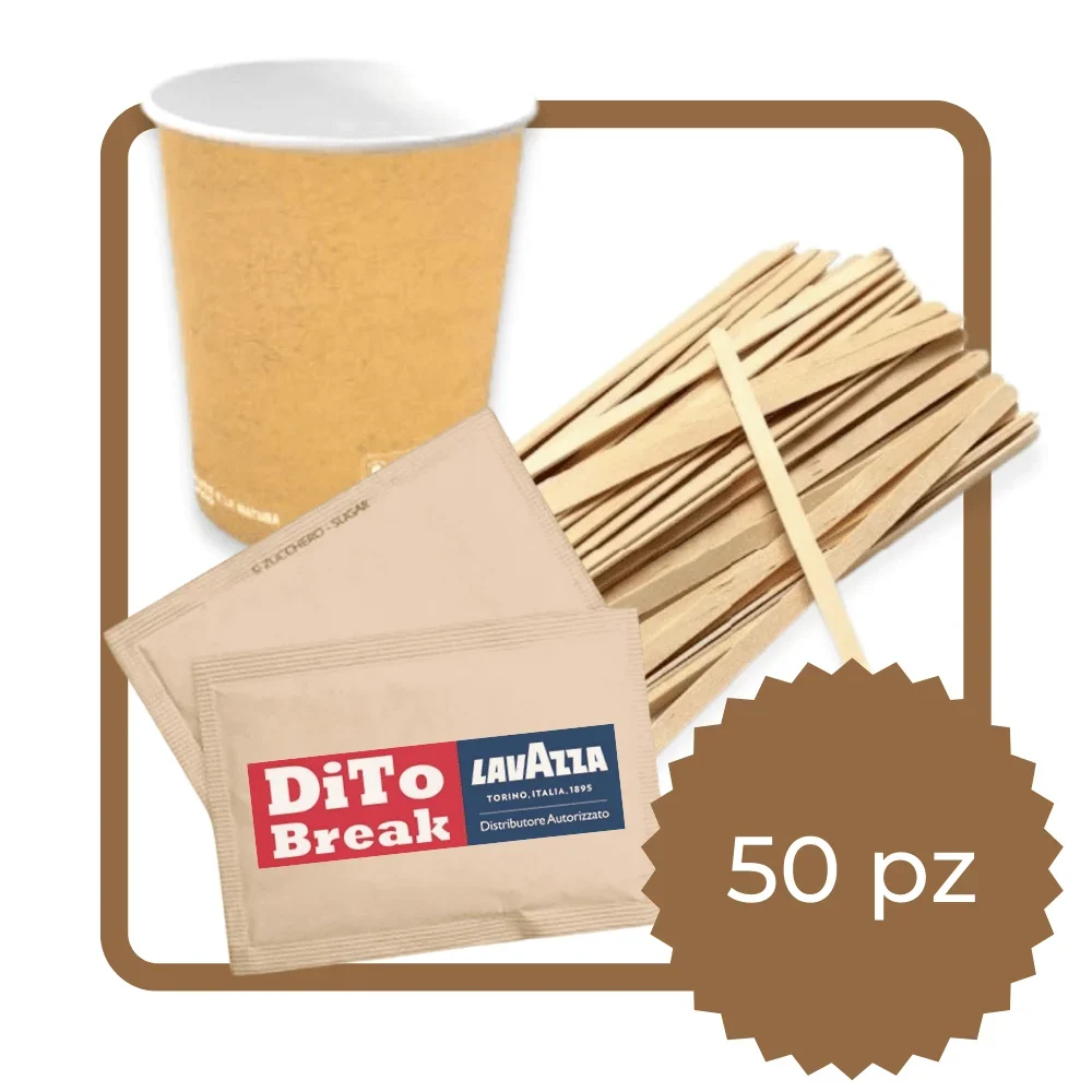 Kit 50 Bicchieri, Palettine e Zucchero di Canna